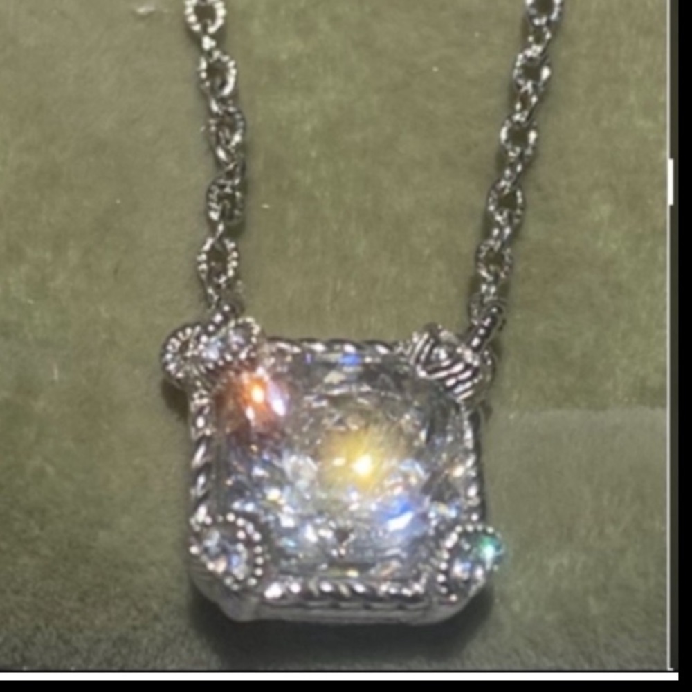 Judith Ripka   Ascher Cut Necklace with 4 Corner Cherrys